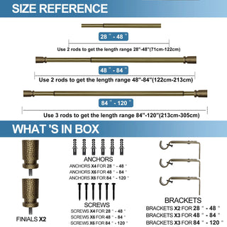 1" Diameter Fossetta Curtain Rod, 48"-84", Renaissance Gold