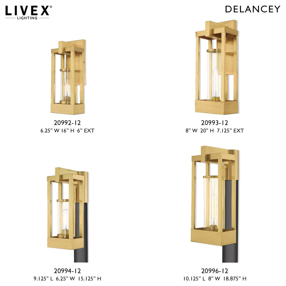 Livex Lighting Satin Brass 1-Light Outdoor Wall Lantern