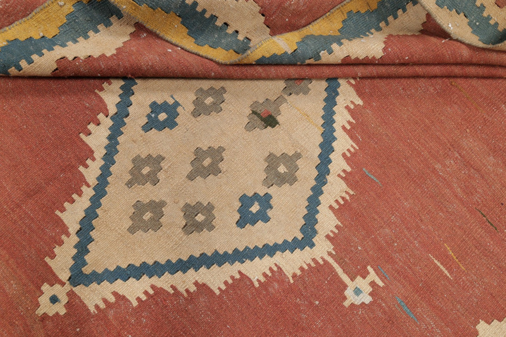 Consigned, Kilim Oriental Traditional Hand-Woven Persian Area Rug, Orange, 6x11