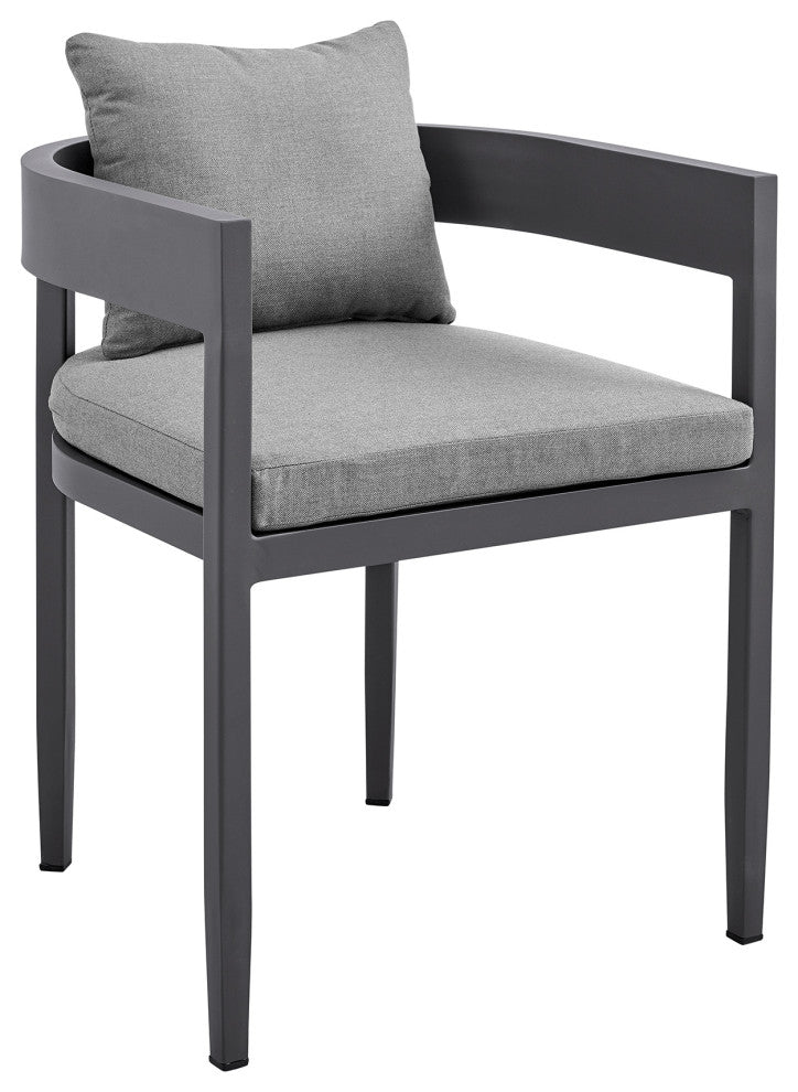 Argiope Outdoor Patio 5-Piece Dining Table Set, Aluminum With Gray Cushions
