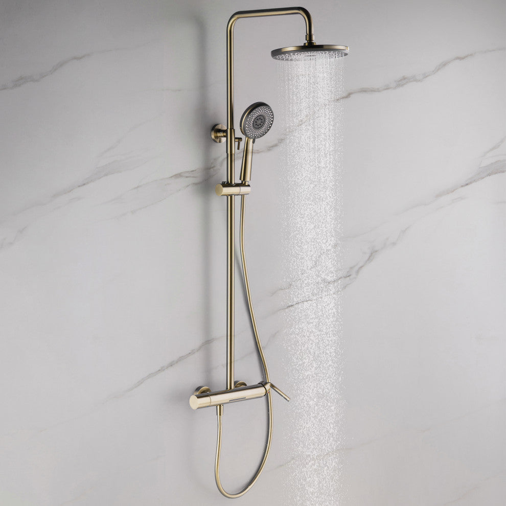 Trendy Design Multi-Function Complete Shower System With Rough-in Valve, Brushed