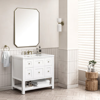 Breckenridge 36" Single Vanity, Bright White,  White Zeus Quartz Top