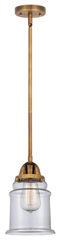 Canton Mini Pendant, Brushed Brass, Clear, Clear