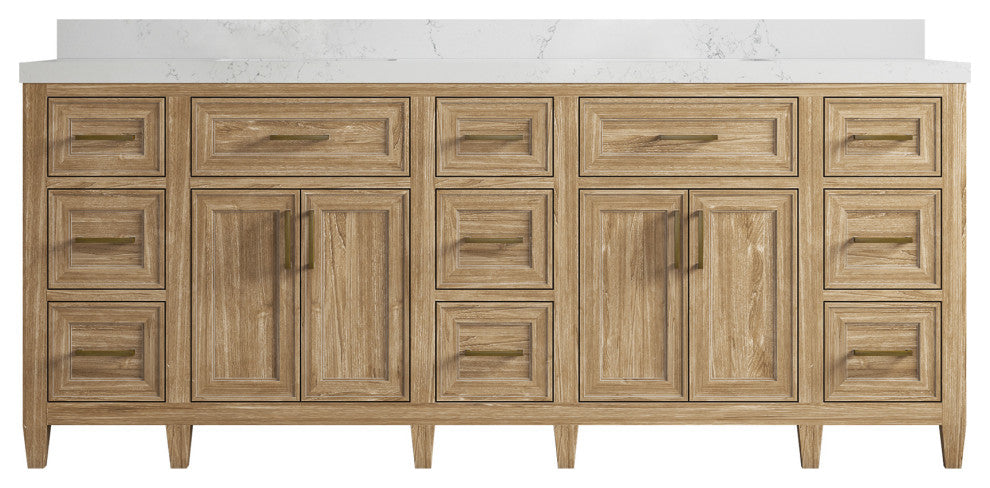 Santa Monica 84 Double Sink Bath Vanity in Whitewashed Teak 2" Empira Quartz