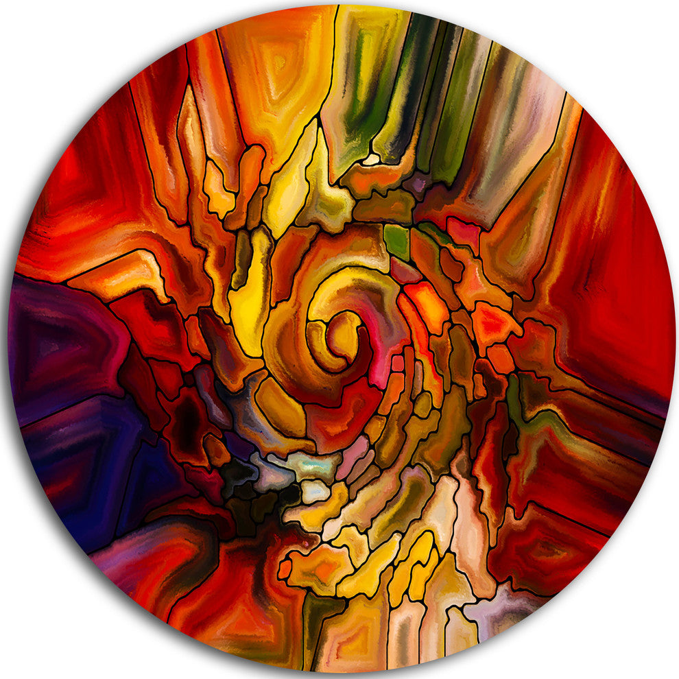 Illusions Of Stained Glass, Abstract Disc Metal Wall Art, 11"