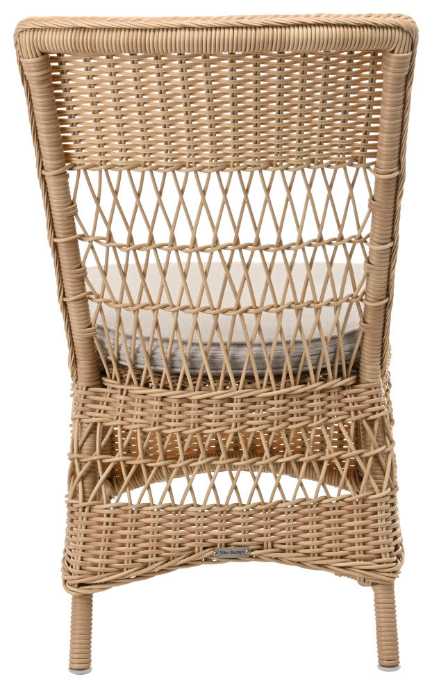 Marie Side Chair With Cushion, Natural Finish, Sailcloth Seagull Upholstery