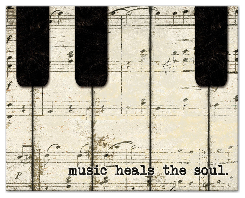 Piano Keys And Music Canvas Wall Art, 30"x24", Unframed