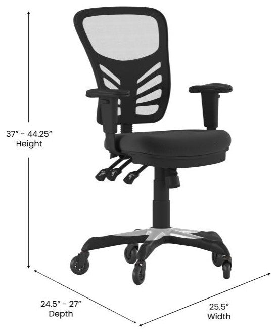 Nicholas Mid-Back Multifunction Ergonomic Office Chair-Black