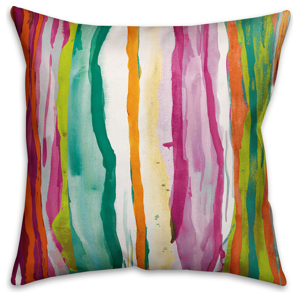 Colorful Abstract Stripes Spun Poly Pillow, 18x18