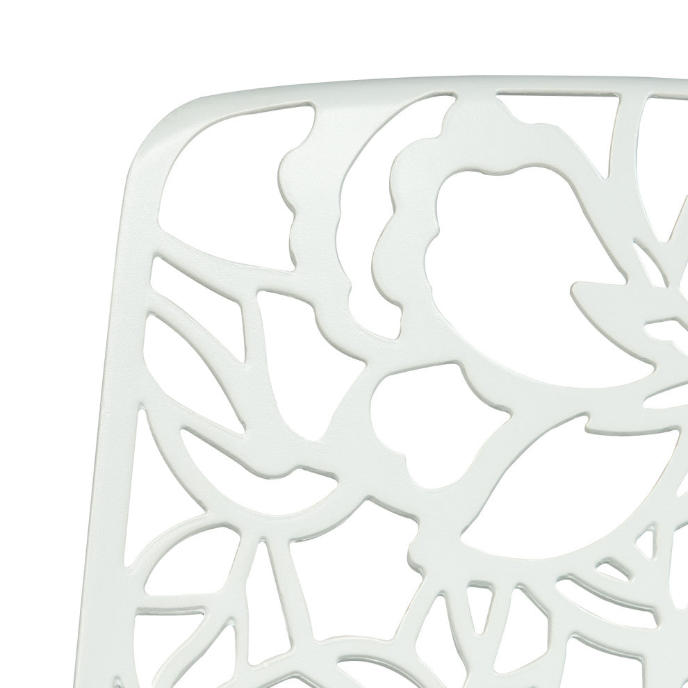 LeisureMod Devon Outdoor Dining Set with Glass Table and 2 Chairs, White