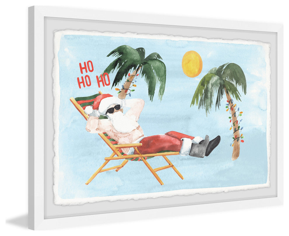 "Santa Goes on Vacation" Framed Painting Print, 12x8