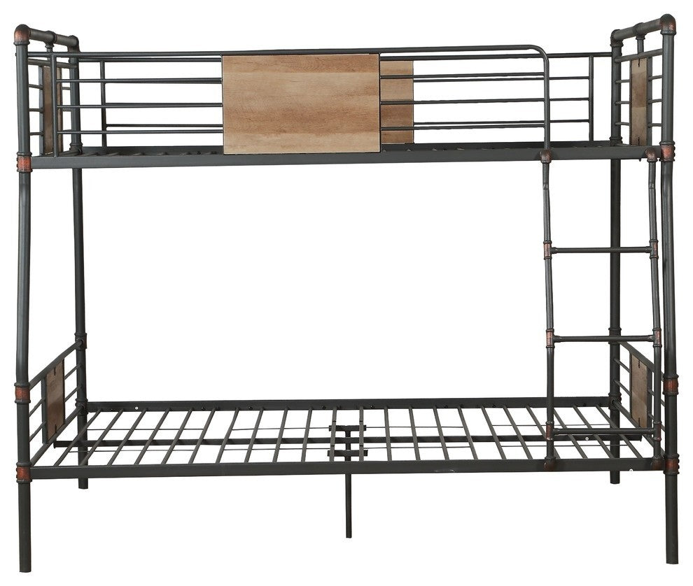 Brantley Metal Bunk Bed, Sandy Black and Silver, Full Bed Over Queen Bed