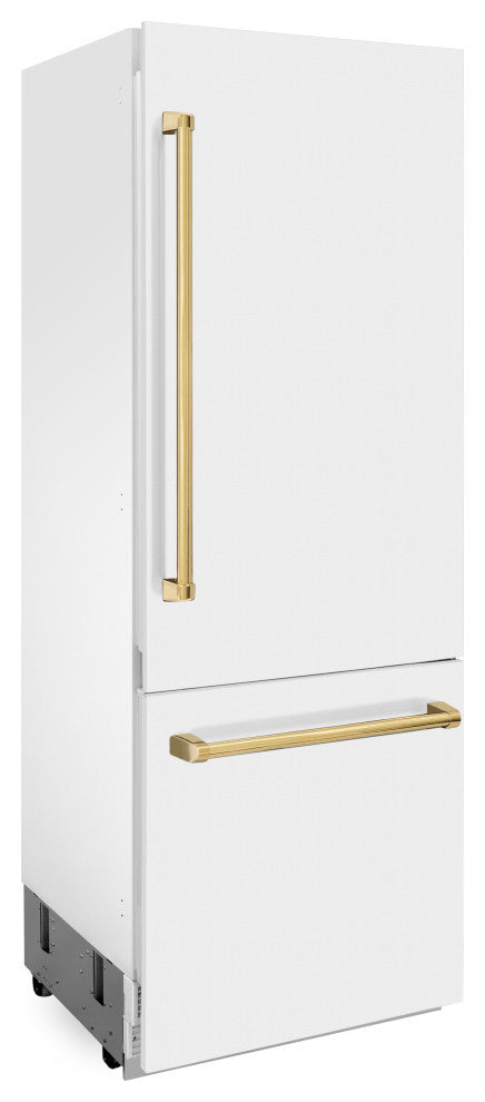 ZLINE Refrigerator With Internal Water, White Matte With Gold, RBIV-WM-30-G