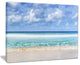 "Tranquil Beach Under White Clouds" Modern Seascape Canvas Artwork, 40"x30"