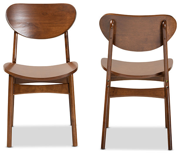 Kobell Mid-Century Modern Walnut Brown Wood Dining Chair, Set of 2