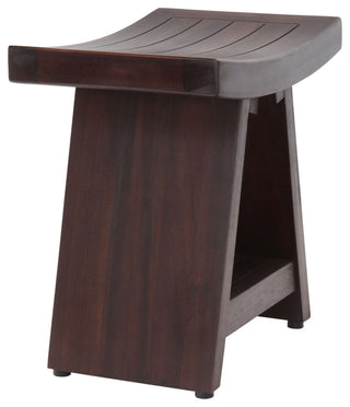 18" Asia Mocha-Shield Teak Shower Bench With Shelf