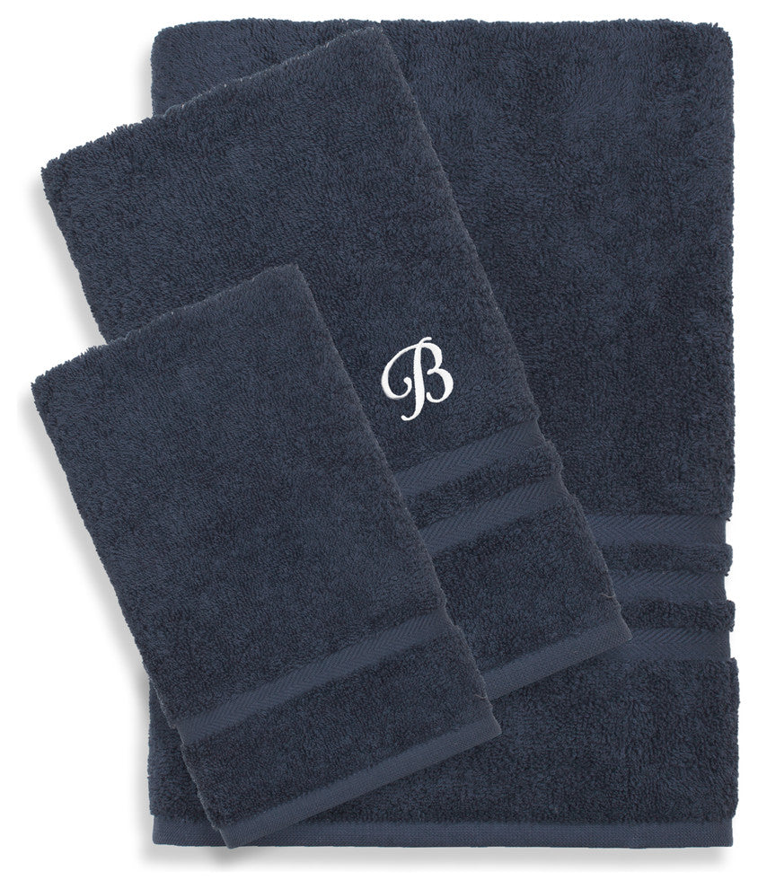 Denzi 3-Piece Towel Set Monogrammed Letter, B