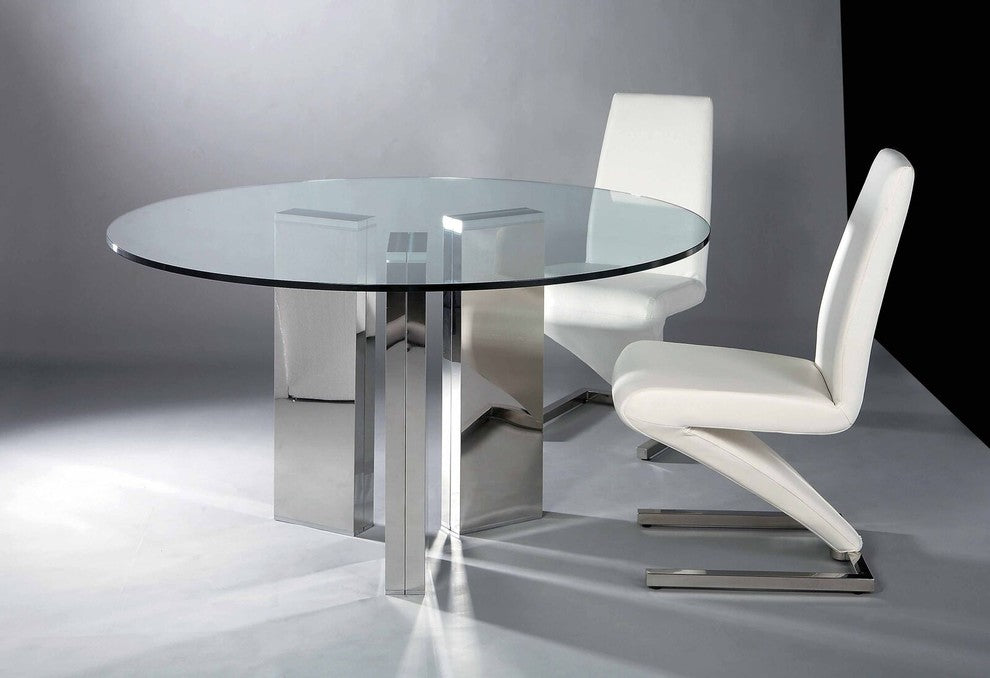 Contemporary PU Dining Chairs, Set of 2, White
