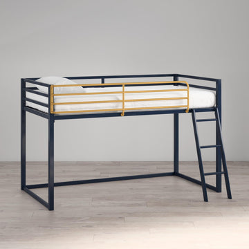 Little Seeds Monarch Hill Haven Twin Metal Junior Loft Bed in Navy