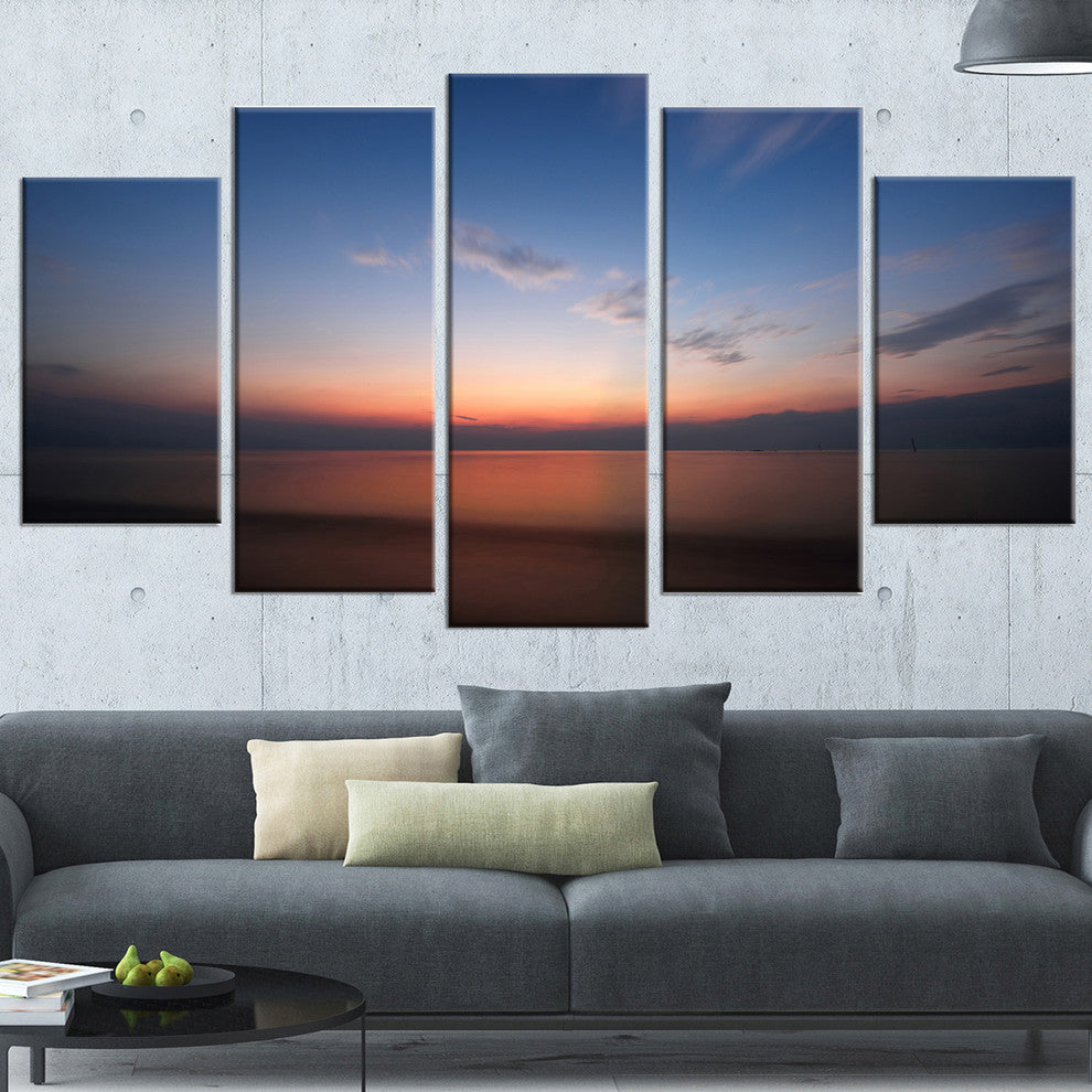 "Ko Samui Sea Sunrise Panorama" Oversized Beach Wall Art, 5 Panels, 60"x32"