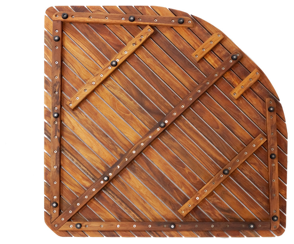 Nordic Style Corner Teak Shower and Spa Mat with Rounded Edge 30"³x 30"³