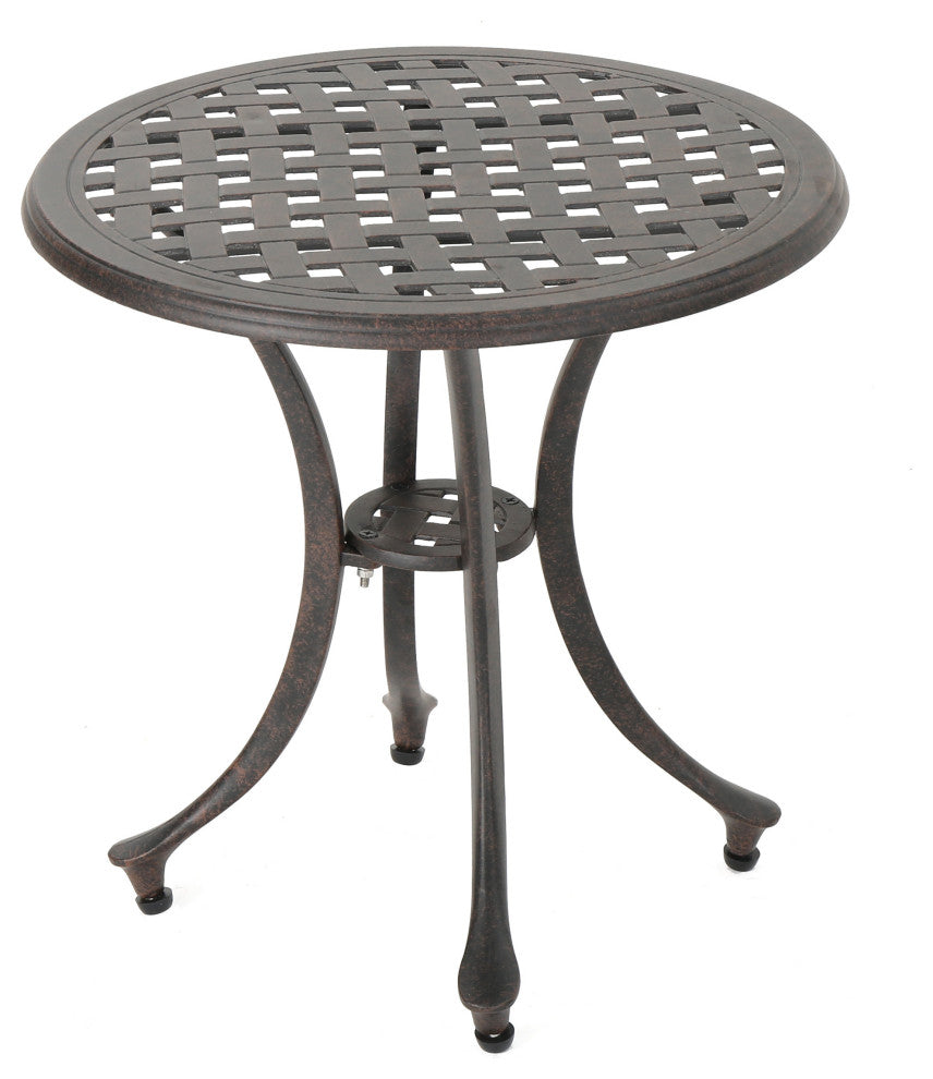 GDF Studio Louis Outdoor 19" Bronze Finished Cast Aluminum Side Table