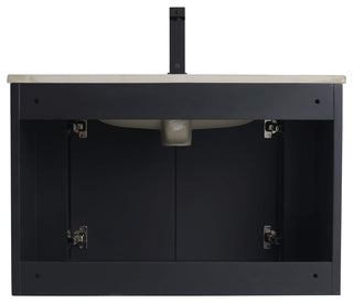 Caskvalley Bath Vanity, Straight Fluted Design Sink Included, Carbon Black, 30"