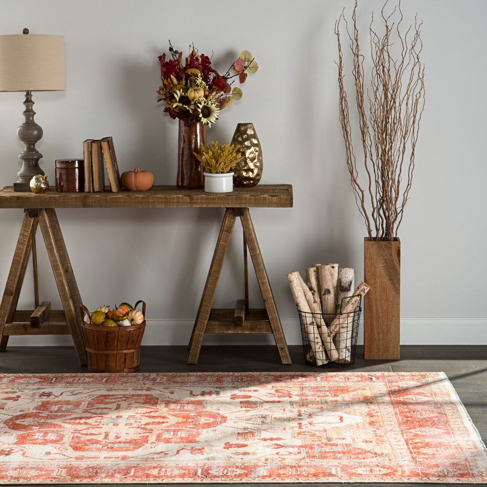 Jaipur Living Rhoda Medallion Orange/Ivory Area Rug, 2'6"x8'