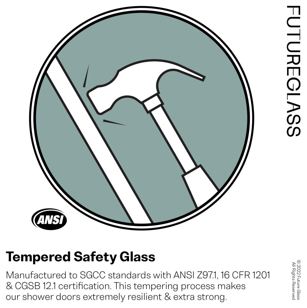 38"x78" Frameless Shower Door Single Fixed Panel Fluted, Oil Rubbed Bronze