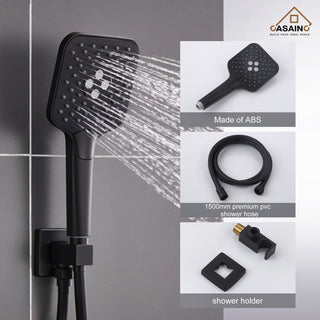 9inch Shower System Brushed Nickel Dual Head Waterfall Shower Bar System, Matte Black