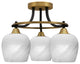 Paramount 3-Light Semi-Flush Light, Matte Black & Brass, 6" White Marble Glass