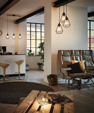 3x100W Multi Light Cage Pendant With Matte Black Finish