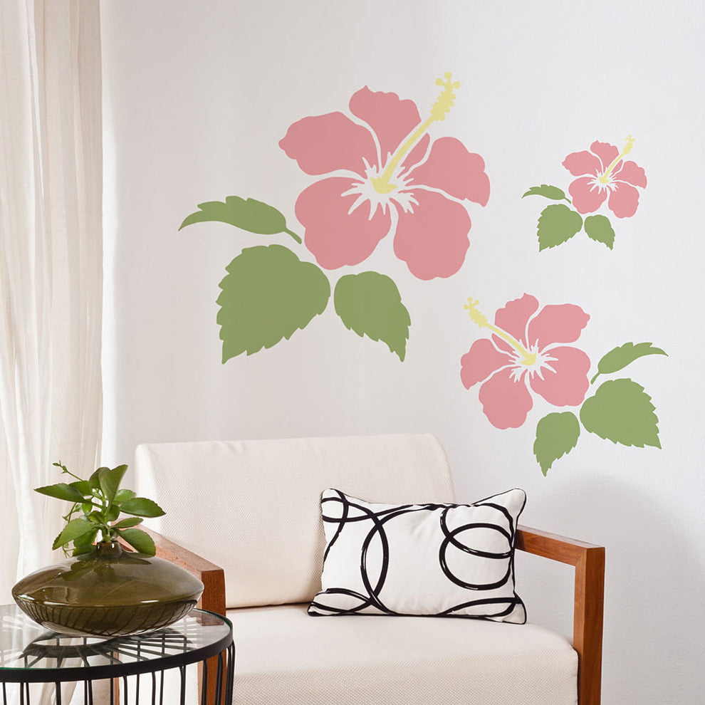 Hibiscus Wall Art Reusable Stencils For Trendy DIY Design, Large