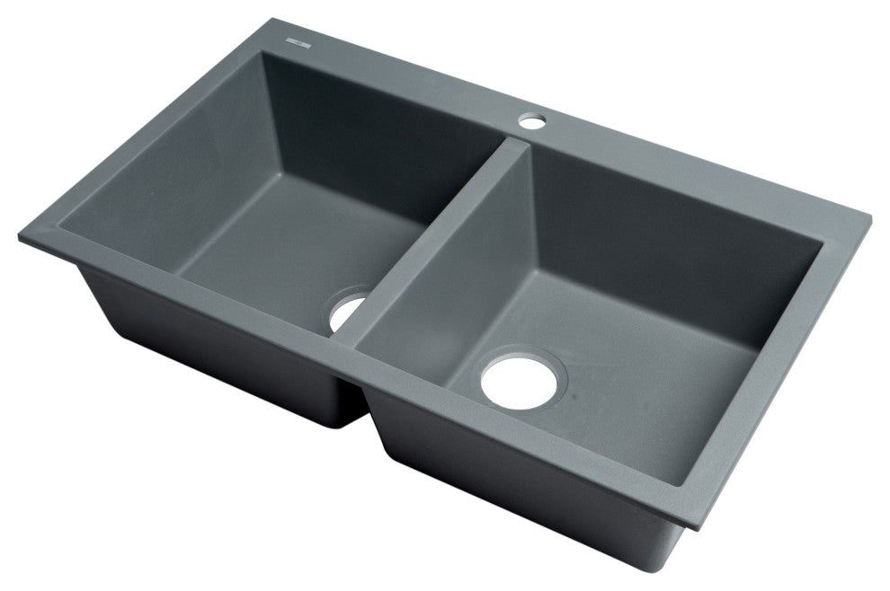 Titanium 34" Drop-In Double Bowl Granite Composite Kitchen Sink
