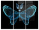 "Turquoise Fractal Butterfly in Dark" Metal Wall Art, 3 Panels, 36"x28"