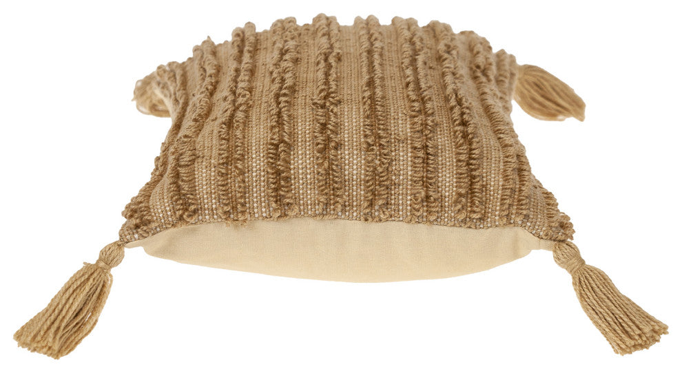 Parkland Collection Transitional Multiple Lines Beige 14" x 20" Pillow