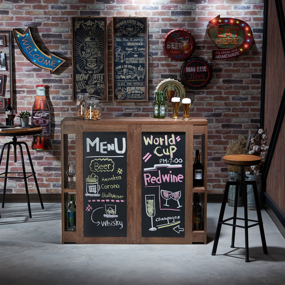 Vessa Contemporary Chalkboard Server Buffet, Distressed Walnut