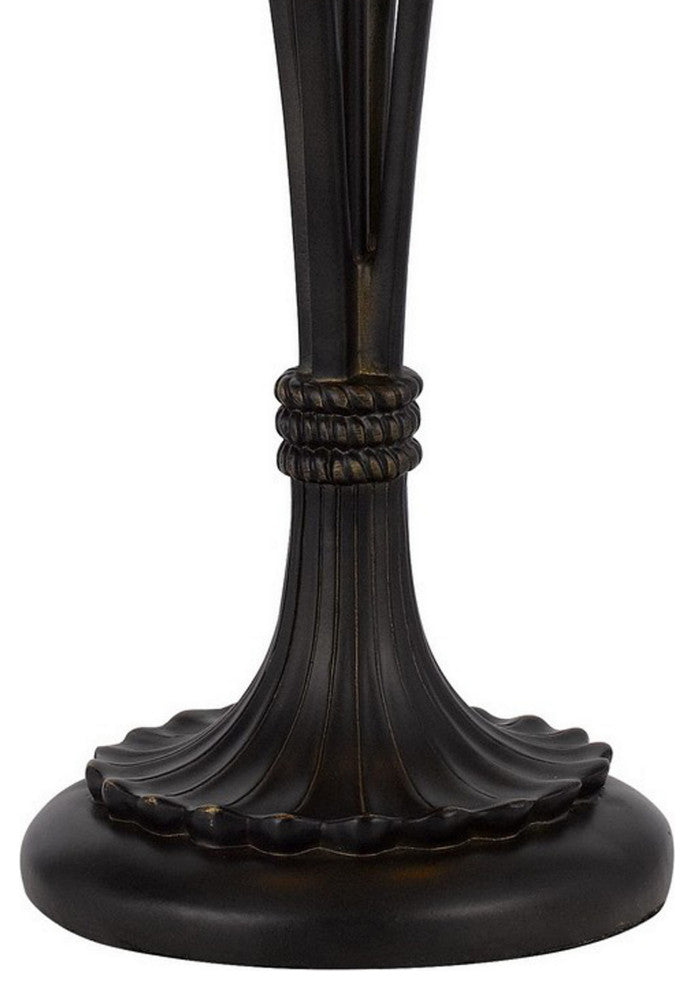 Benzara BM282170 Xia 26" Tiffany Style Vintage Table Lamp, Glass Shade, Bronze