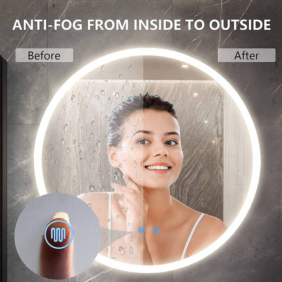 Bathroom LED Make Up Mirror Smart Touch Control 3 Color Dimming Light Waterproof