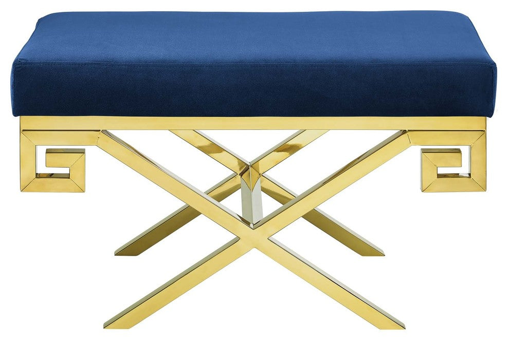 Rove Velvet Bench, Navy