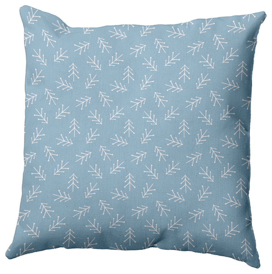Ice Colored Scattered Trees Winter Polyester Throw Pillow, 18"x18"