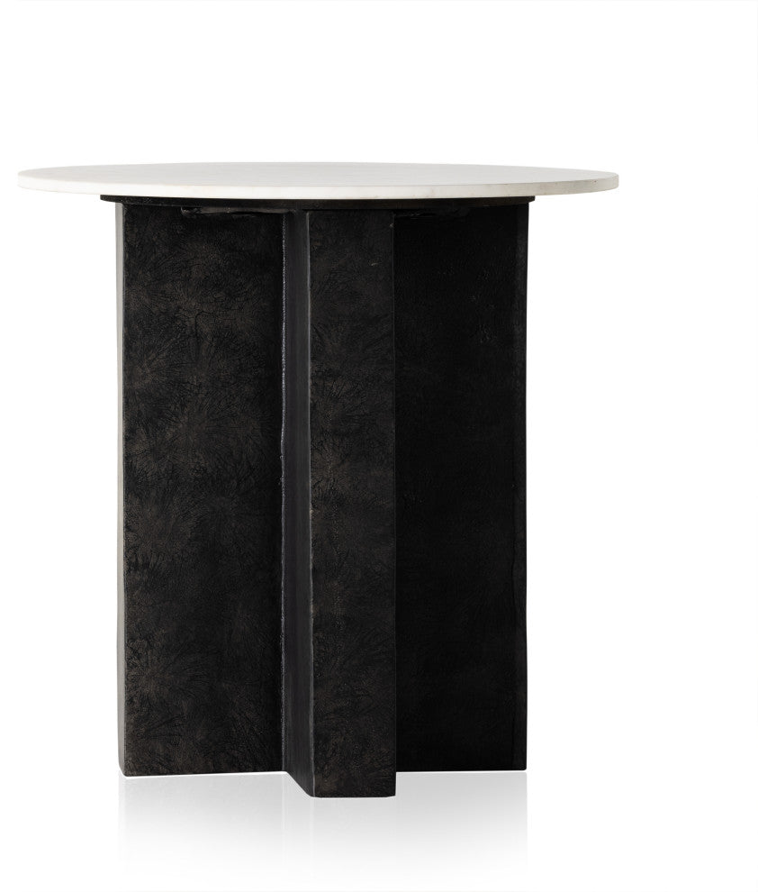 Terrell Round End Table-Plsh White