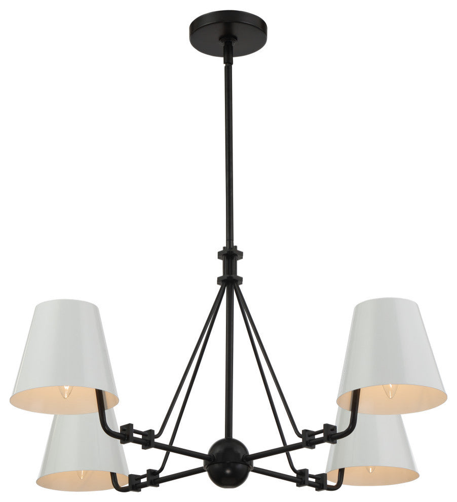 Crystorama XAV-B8304-MK, 4-Light Chandelier, Matte Black