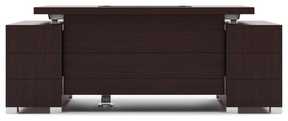 79" Modern Ford Dark Walnut Wood Adjustable Height Desk 4-Drawer Storage