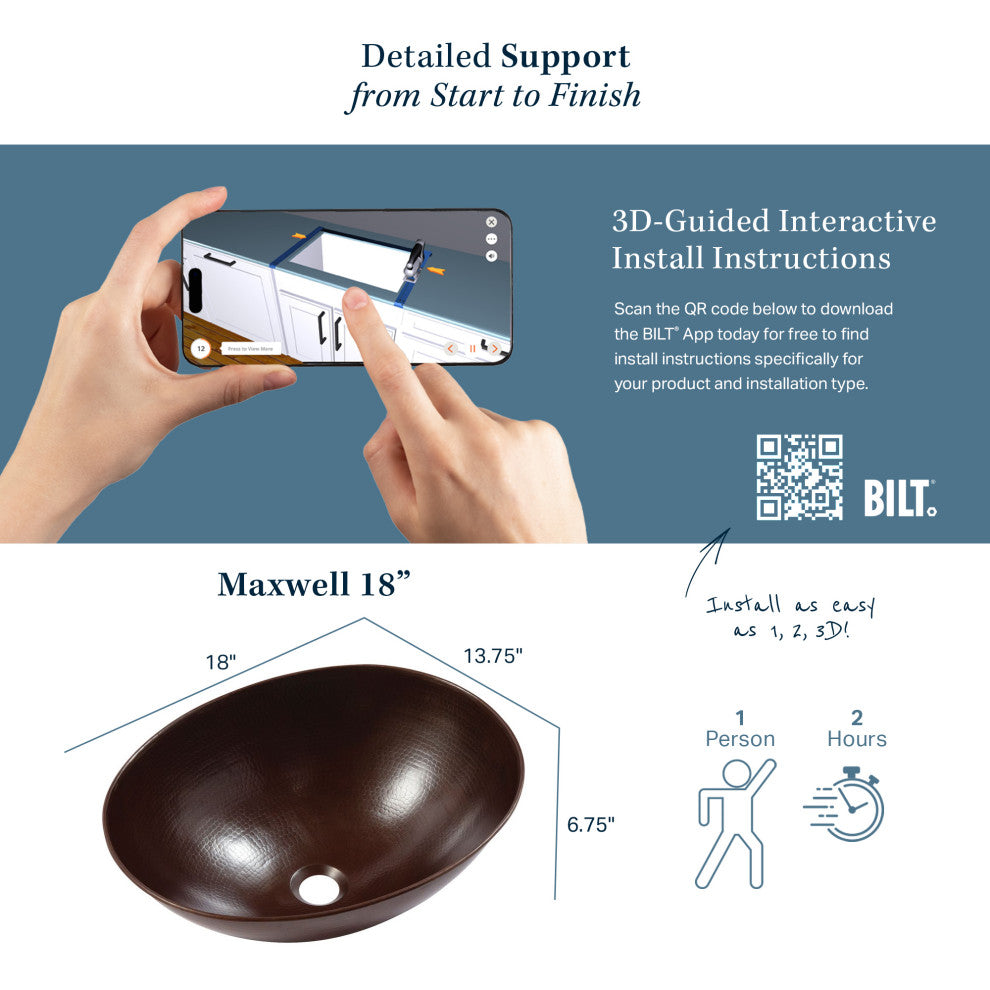 Maxwell 18" Vessel Bathroom Sink in Copper