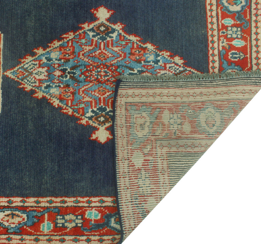 Vintage Distressed Darcy Navy/Red Runner, 3'7x10'3