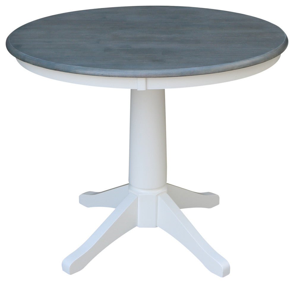 36" Round Pedestal Dining Table with 4 Madrid Ladderback Chairs