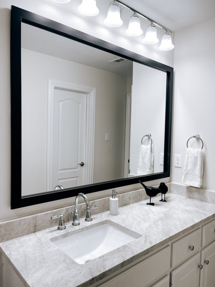 Meade Framed Wall Mirror, Black, 20"x36"