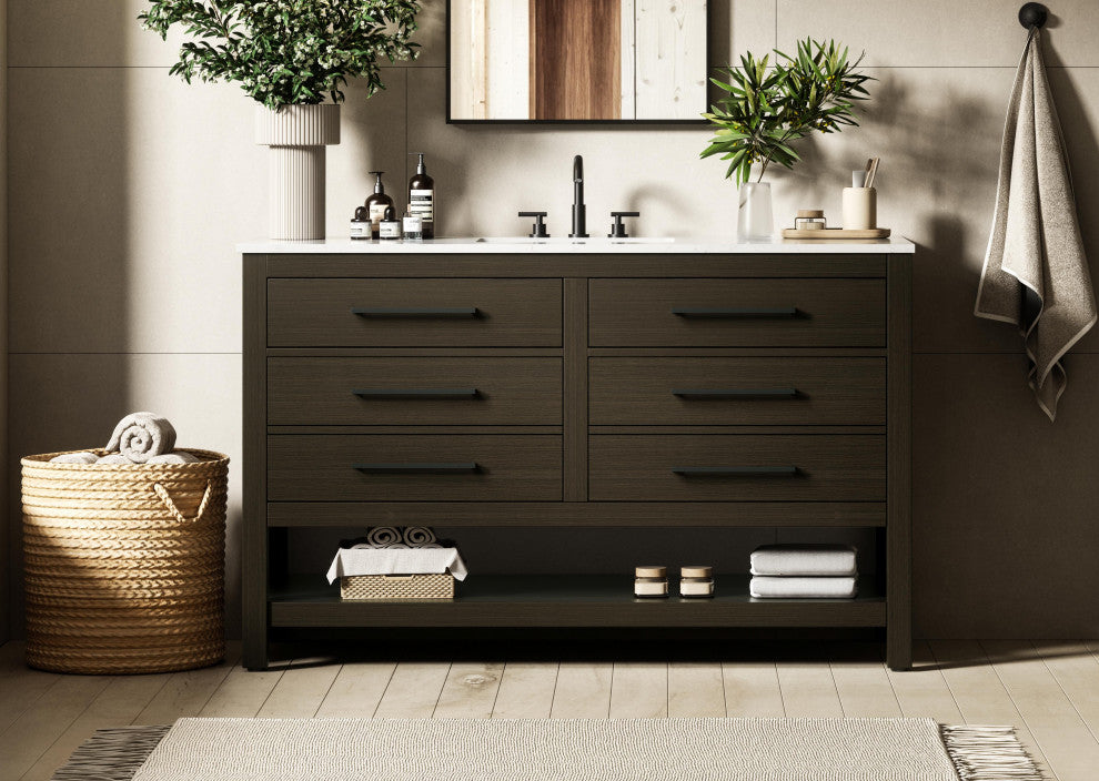 Home Living 54" Single Bathroom Vanity, Mocha Brown