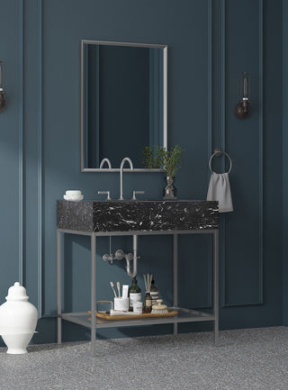 Marmo Bathroom Vanity, Black, 30" Wide, Satin Chrome Finish